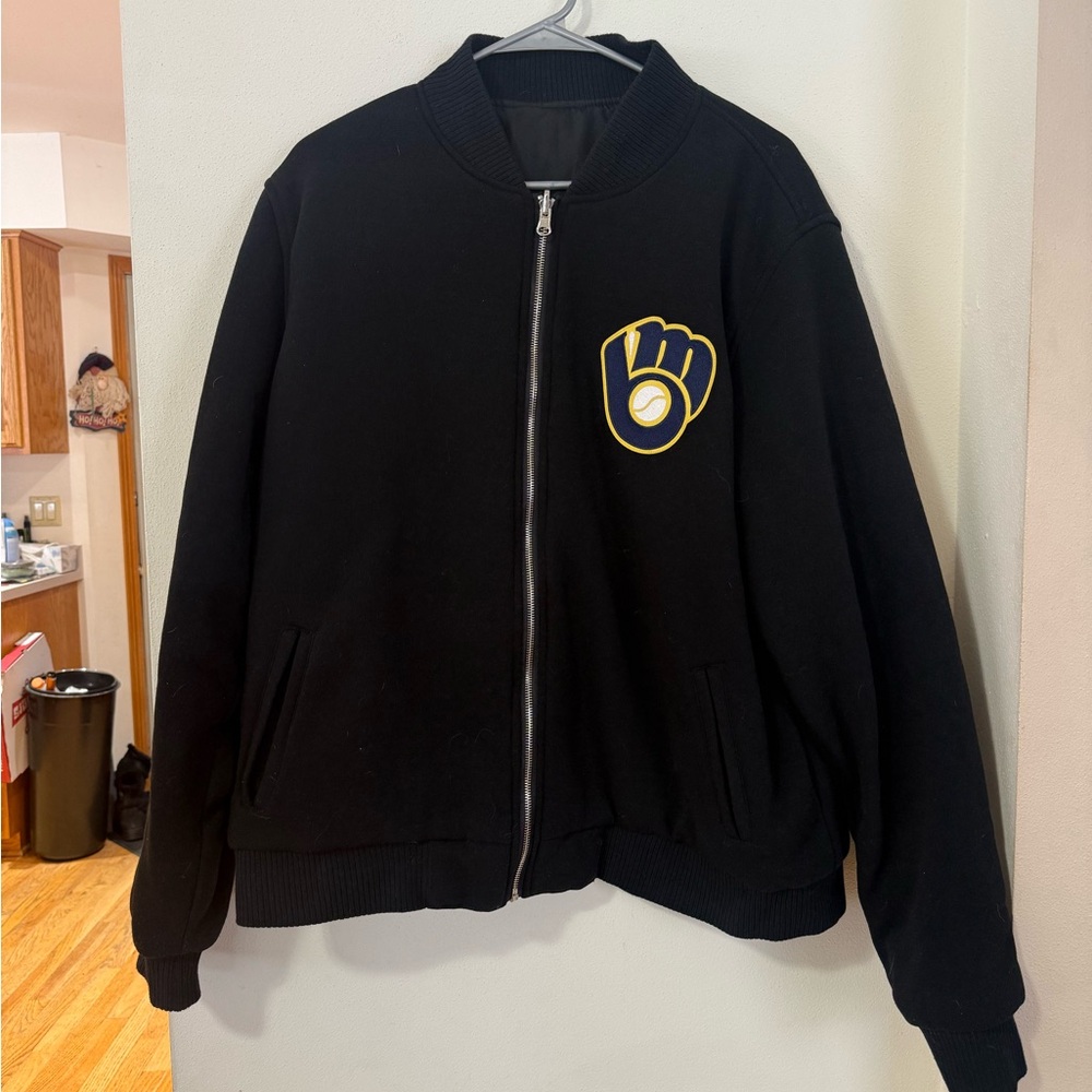 Brewers Black Bomber Jacket Reversible